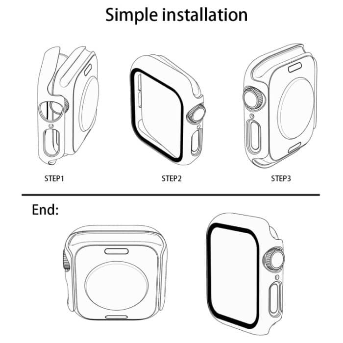 Für Apple Watch Series 5 & 4 44 mm Glitzerpulver PC + Displayfolie aus gehärtetem Glas, integriertes Gehäuse – Bild 4