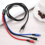 3 in 1 USB auf 8 Pin + Typ C / USB C + Micro USB Geflochtenes Ladekabel, Kabellänge: 1,2 m – Bild 2
