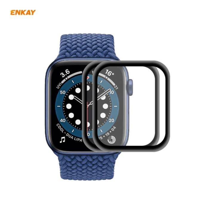 SYA001219201.jpg 2 Stück ENKAY Hat-Prince 0,2 mm 9H Oberflächenhärte 3D Explosionsgeschützte Vollbild-Displayschutzfolie aus gehärtetem Glas mit Rand aus Aluminiumlegierung, For Apple Watch 6/5/4/SE 40mm, For Apple Watch 6/5/4/SE 44mm – Bild 1