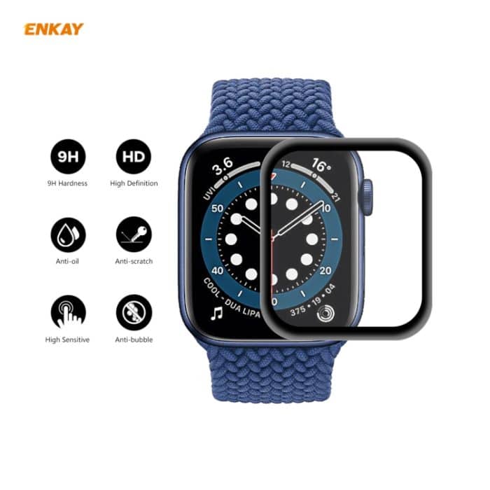 5 Stück ENKAY Hat-Prince 0,2 mm 9H Oberflächenhärte 3D explosionsgeschützte Aluminiumlegierungskante Vollbild-Hartglas-Bildschirmfolie, For Apple Watch 6/5/4/SE 40mm, For Apple Watch 6/5/4/SE 44mm – Bild 2
