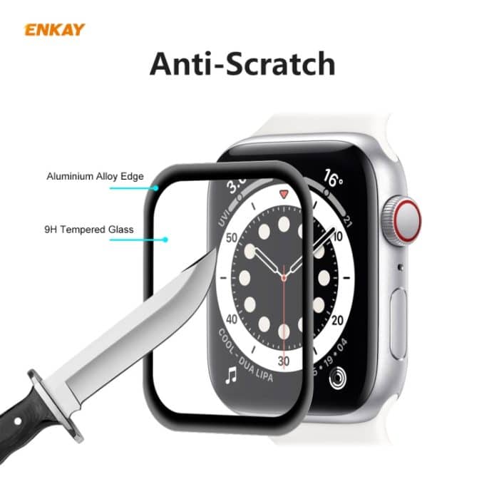 5 Stück ENKAY Hat-Prince 0,2 mm 9H Oberflächenhärte 3D explosionsgeschützte Aluminiumlegierungskante Vollbild-Hartglas-Bildschirmfolie, For Apple Watch 6/5/4/SE 40mm, For Apple Watch 6/5/4/SE 44mm – Bild 5