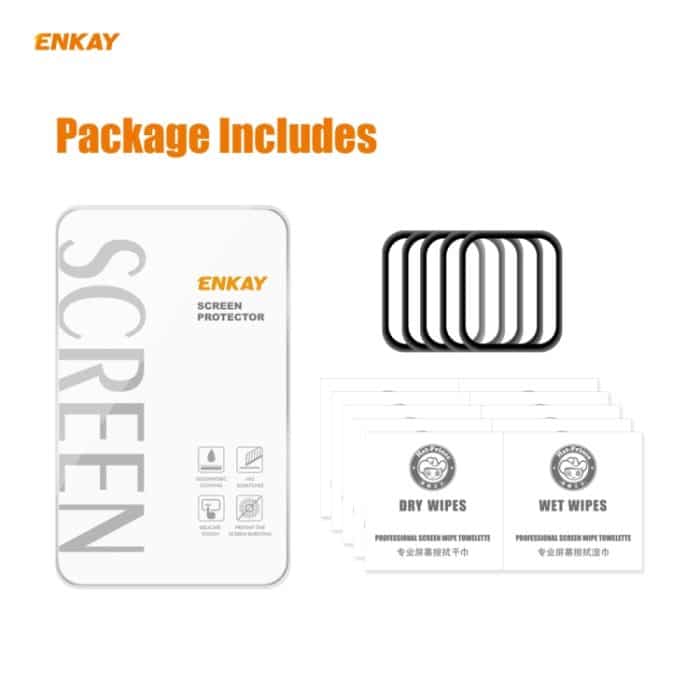 5 Stück ENKAY Hat-Prince 0,2 mm 9H Oberflächenhärte 3D explosionsgeschützte Aluminiumlegierungskante Vollbild-Hartglas-Bildschirmfolie, For Apple Watch 6/5/4/SE 40mm, For Apple Watch 6/5/4/SE 44mm – Bild 7