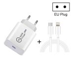 SDC-20W 2 in 1 PD 20W USB-C/Typ-C Reiseladegerät + 3A PD3.0 USB-C/Typ-C auf 8-poliges Schnelllade-Datenkabel-Set, Kabellänge: 2 m,