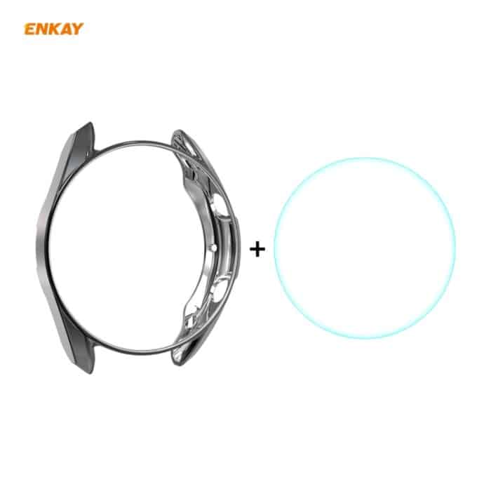 SYA001399701A.jpg Für Samsung Galaxy Watch 3 45 mm 2 in 1 ENKAY Hat-Prince Galvanisieren Sie weiches TPU-Gehäuse + 0,2 mm 9H 2,15D gebogene Kante aus gehärtetem Glas – Bild 1