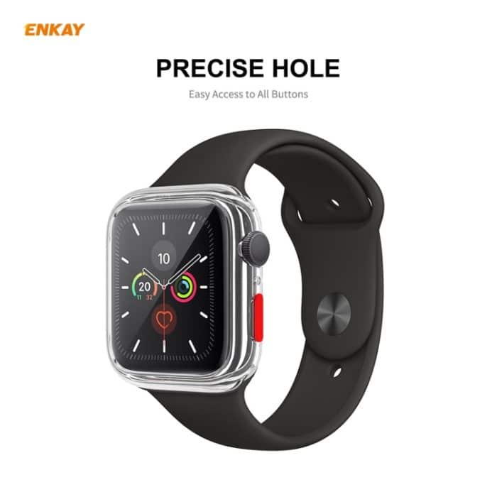 ENKAY Hat-Prince TPU-Gehäuse mit vollständiger Abdeckung + Schutzfolie aus gehärtetem Glas für Apple Watch Series 6 / 5 / 4 / SE 44 mm, For Apple Watch Series 6 / 5 / 4 / SE 44mm – Bild 6
