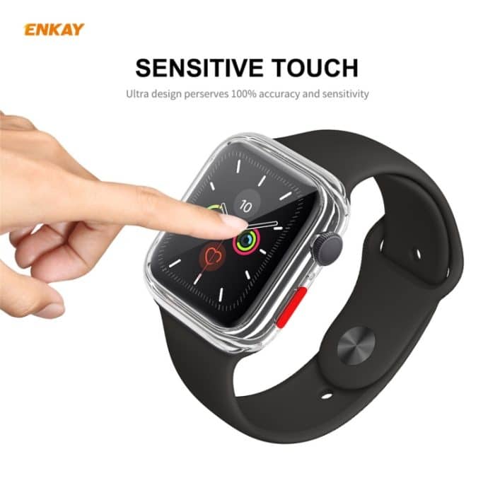 ENKAY Hat-Prince TPU-Gehäuse mit vollständiger Abdeckung + Schutzfolie aus gehärtetem Glas für Apple Watch Series 6 / 5 / 4 / SE 44 mm, For Apple Watch Series 6 / 5 / 4 / SE 44mm – Bild 7