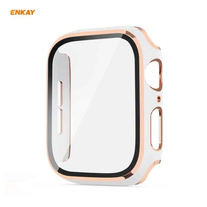ENKAY Hat-Prince Galvanisiertes PC-Gehäuse mit vollständiger Abdeckung + Schutzglas aus gehärtetem Glas für Apple Watch Series 6 / 5 / 4 / SE 44 mm, For Apple Watch Series 6 / 5 / 4 / SE 44mm – Bild 8