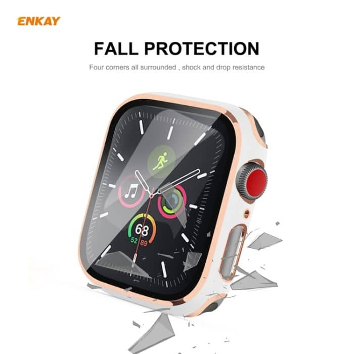 ENKAY Hat-Prince Galvanisiertes PC-Gehäuse mit vollständiger Abdeckung + Schutzglas aus gehärtetem Glas für Apple Watch Series 6 / 5 / 4 / SE 44 mm, For Apple Watch Series 6 / 5 / 4 / SE 44mm – Bild 6