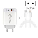 20 W PD Typ-C + QC 3.0 USB-Schnittstelle, Schnelllade-Reiseladegerät mit USB-C/Typ-C auf 8-poliges Schnelllade-Datenkabel