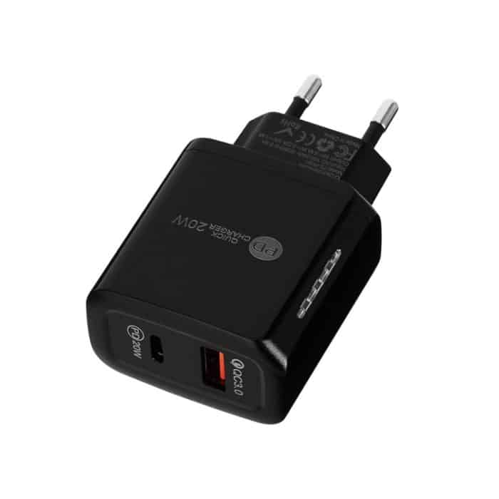 TE-PD01 PD 20W + QC3.0 USB Dual Ports Schnellladegerät mit Kontrollleuchte, EU-Stecker – Bild 1