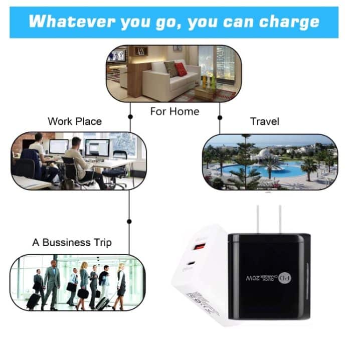 TE-PD01 PD 20W + QC3.0 USB Dual Ports Schnellladegerät mit Kontrollleuchte, EU-Stecker – Bild 5