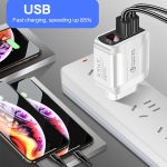 F002C QC3.0 USB + USB 2.0 LED-Digitalanzeige-Schnellladegerät mit USB-auf-8-Pin-Datenkabel, EU-Stecker – Bild 6