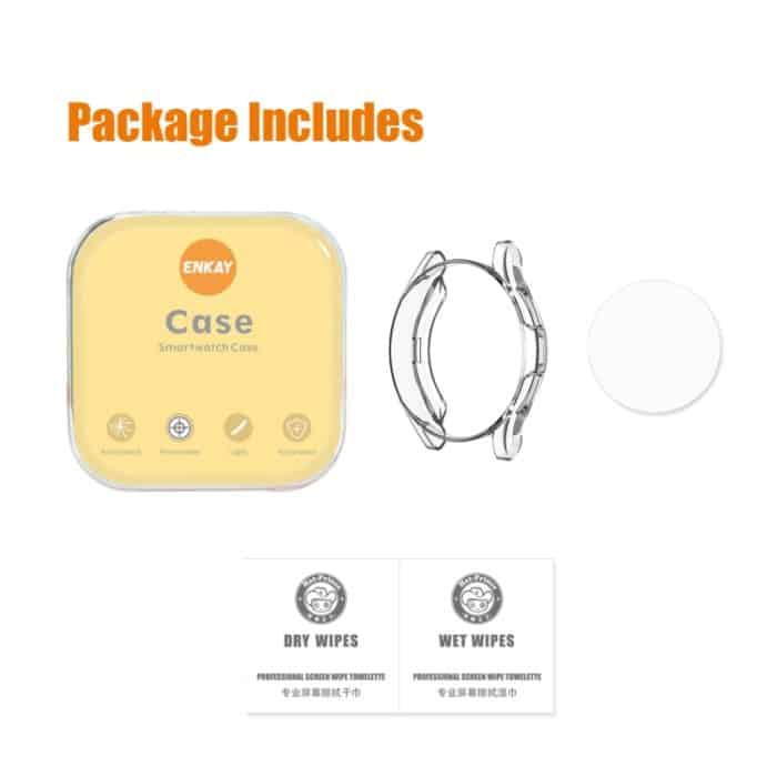 ENKAY Hat-Prince Vollständige Abdeckung, transparentes weiches Gehäuse, TPU-HD-Klarabdeckung + Schutzfolie aus gehärtetem Glas, For Samsung Galaxy Watch4 Classic 42mm, For Samsung Watch4 Classic 46mm – Bild 8