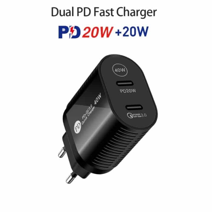40-W-Dual-Port-PD/Typ-C-Schnellladegerät mit Typ-C-auf-8-Pin-Datenkabel, EU-Stecker – Bild 7