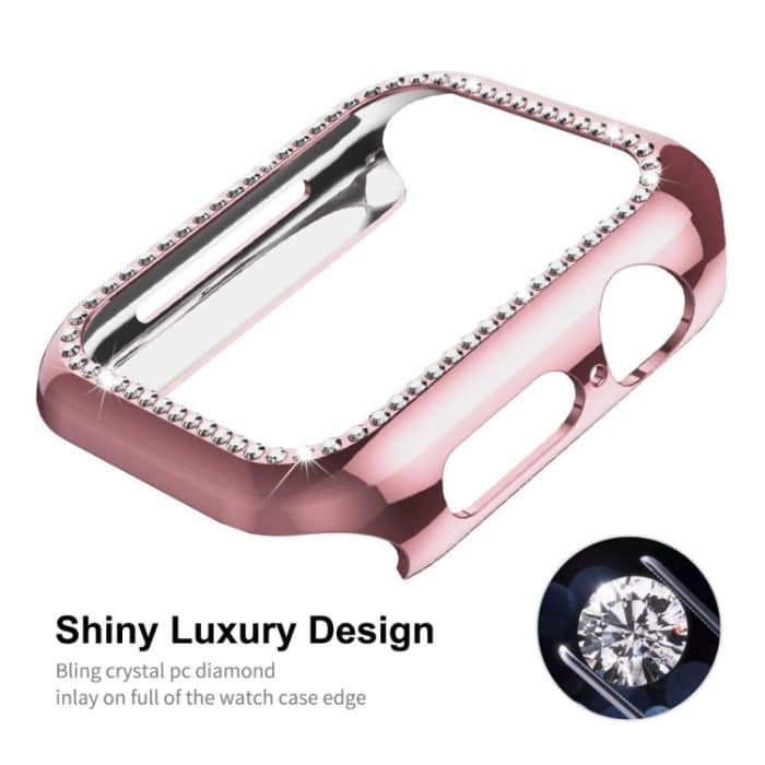 ENKAY Hat-Prince Galvanisiertes PC-Diamant-Uhrengehäuse + vollständig abdeckende, gebogene PET-Displayschutzfolie für Apple Watch Series 7 41 mm – Bild 2