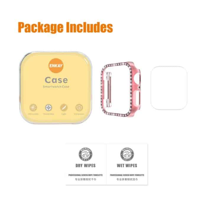 ENKAY Hat-Prince Galvanisiertes PC-Diamant-Uhrengehäuse + vollständig abdeckende, gebogene PET-Displayschutzfolie für Apple Watch Series 7 41 mm – Bild 10