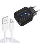 PD03 20W PD3.0 + QC3.0 USB-Ladegerät mit USB-auf-8-Pin-Datenkabel, EU-Stecker