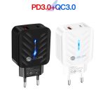 PD03 20W PD3.0 + QC3.0 USB-Ladegerät mit Typ-C auf 8-poligem Datenkabel, EU-Stecker – Bild 2
