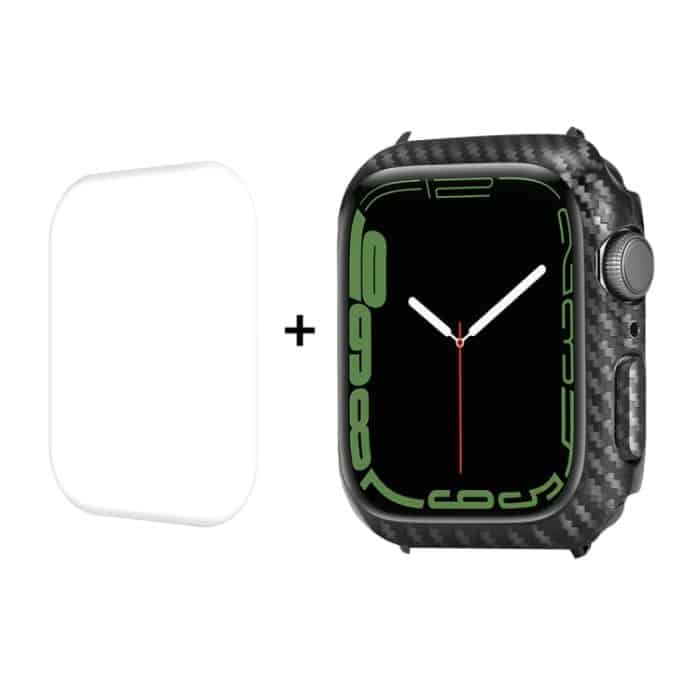 ENKAY Karbonfaser-PC-Gehäuse + vollflächiger PET-Displayschutz, For Apple Watch Series 8 / 7 41mm, For Apple Watch Series 8 / 7 45mm – Bild 2