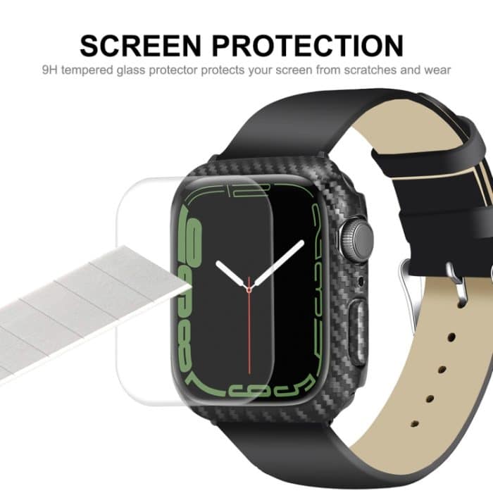 ENKAY Karbonfaser-PC-Gehäuse + vollflächiger PET-Displayschutz, For Apple Watch Series 8 / 7 41mm, For Apple Watch Series 8 / 7 45mm – Bild 5