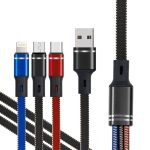 XJ-76 40 W 5 A 3-in-1 USB auf 8 Pin + Typ-C + Micro-USB-Super-Flash-Ladekabel, Länge: 1,18 m