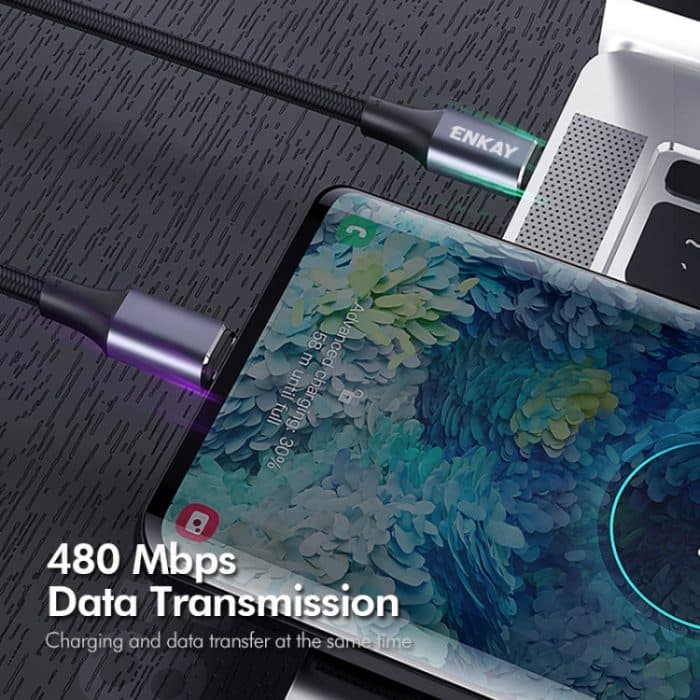 ENKAY PD100W 5A USB-C / Typ-C auf Typ-C Winkelstück-Schnellladekabel mit E-Marker – Bild 4