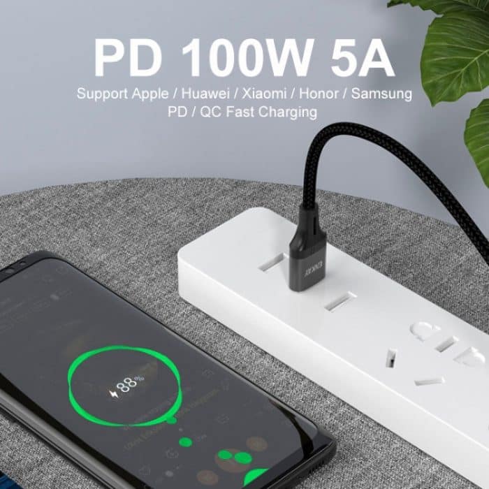 Enkay PD100W 2 in 1 USB-A / USB-C zu Typ-C 5A schnelles Ladekabel, Länge: 1M – Bild 4
