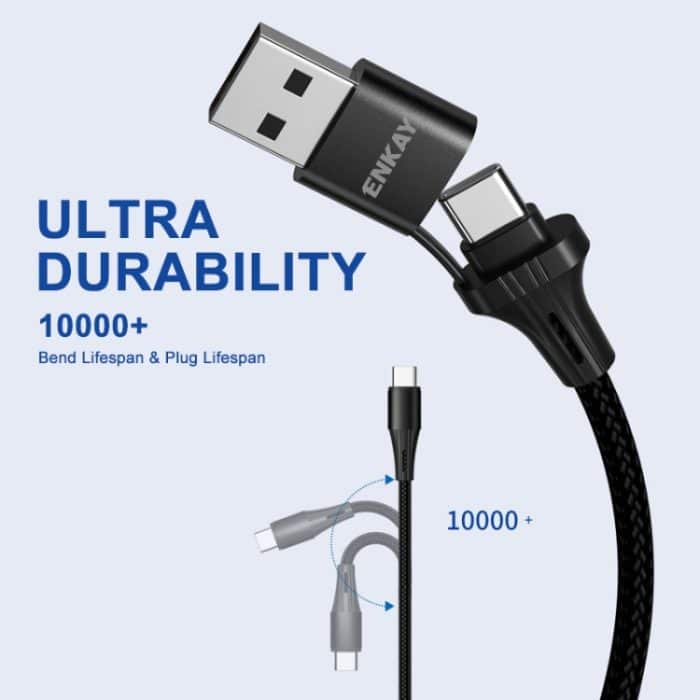 Enkay PD100W 2 in 1 USB-A / USB-C zu Typ-C 5A schnelles Ladekabel, Länge: 1M – Bild 6