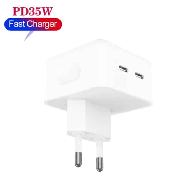 PD 35W Dual USB-C / Typ-C-Port-Ladegerät für iPhone / iPad-Serie, EU-Stecker – Bild 2