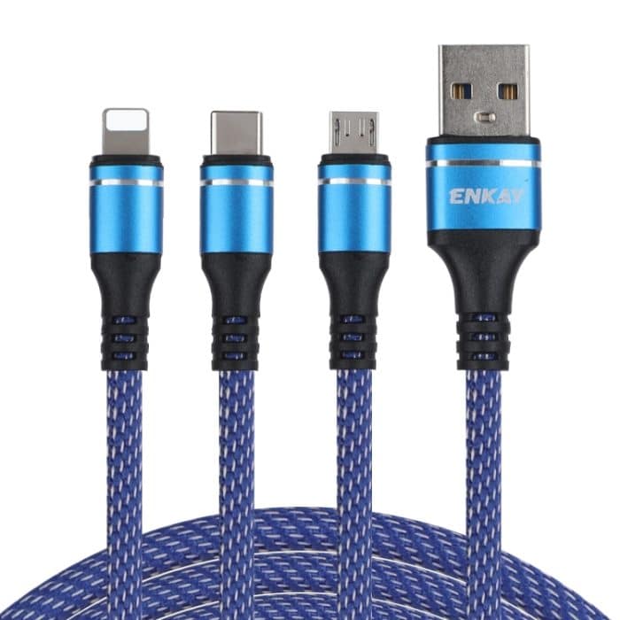 ENKAY ENK-CB121 1,5 m 3-in-1 USB 3.0 auf Typ-C / 8 Pin / Micro USB 5A Schnellladekabel – Bild 1