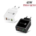 45 W PD3.0 + 2 x QC3.0 USB-Multi-Port-Schnellladegerät, EU-Stecker – Bild 2
