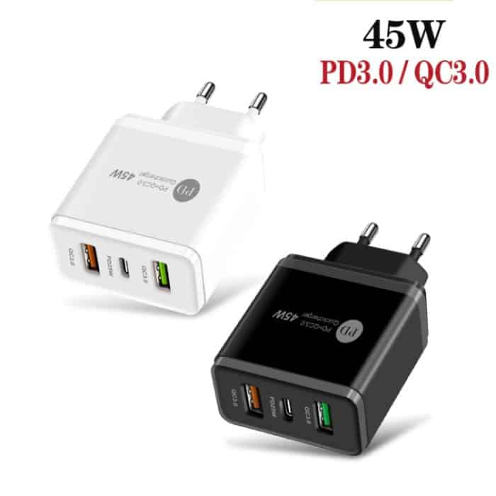 45 W PD3.0 + 2 x QC3.0 USB-Multi-Port-Schnellladegerät, EU-Stecker – Bild 2