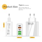 65 W Dual PD Typ-C + 3 x USB Multi-Port-Ladegerät mit 3 A Typ-C auf 8-poliges Datenkabel, EU-Stecker – Bild 5
