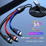40W 5A USB auf Micro USB + USB-C / Type-C + 8 Pin Schnellladekabel, Kabellänge: 2m – Bild 3
