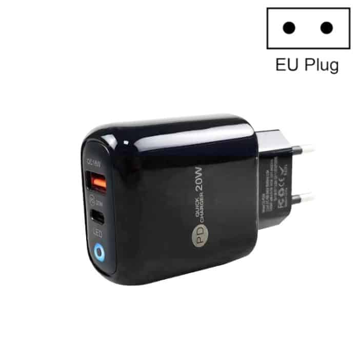 PD04 PD20W + QC18W Handy-Ladegerät mit LED-Anzeige, EU-Stecker – Bild 1