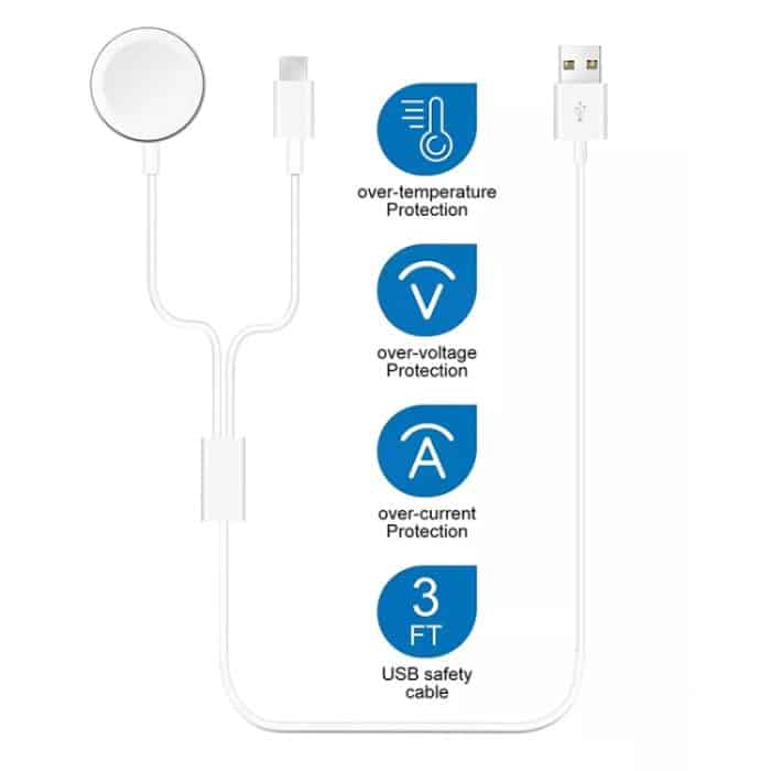 Für Apple Watch-Serie und Telefon mit Typ-C-Anschluss 2-in-1-magnetisches USB-Ladekabel 1,2 m – Bild 2