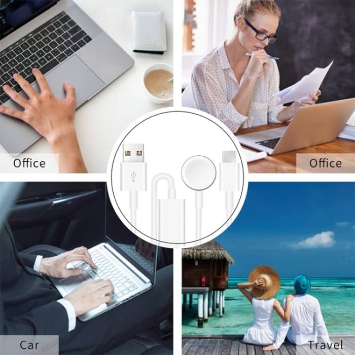 Für Apple Watch-Serie und Telefon mit Typ-C-Anschluss 2-in-1-magnetisches USB-Ladekabel 1,2 m – Bild 5