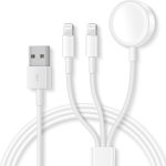 Für Apple Watch Serie & iPhone 3 in 1 USB Magnetisches Ladekabel 4ft/1.2m