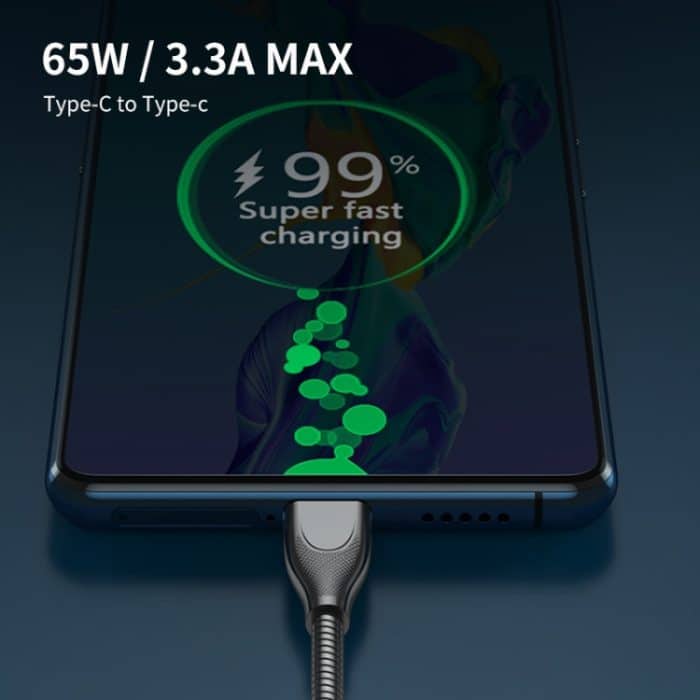 ENKAY ENK-CB129 PD 65W Typ-C auf Typ-C Schlauchfeder aus Kohlenstoffstahl, Schnelllade-Datenkabel, Länge 1 m – Bild 3