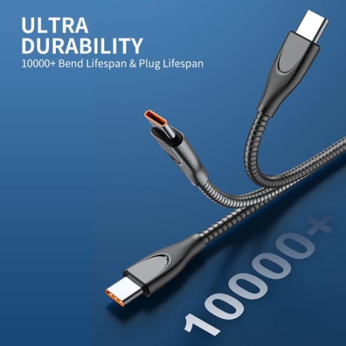 ENKAY ENK-CB132 USB zu USB-C / Typ-C Kohlenstoffstahlschlauchfeder 6A Supper Schnelllade-Datenkabel – Bild 5