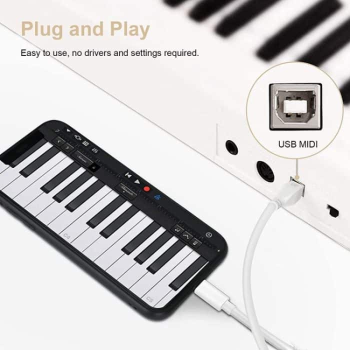 1m 8 Pin auf USB-B MIDI Kabel für iPad/iPhone Kompatibel mit iOS 10-14 – Bild 3