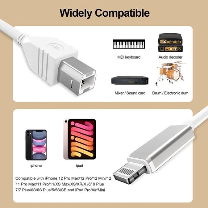 1m 8 Pin auf USB-B MIDI Kabel für iPad/iPhone Kompatibel mit iOS 10-14 – Bild 4