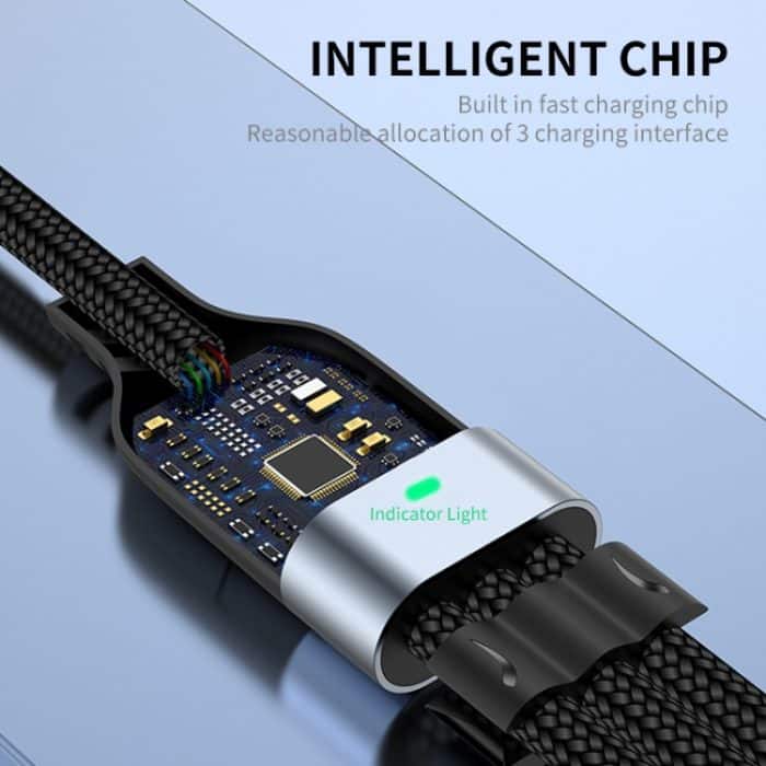 ENKAY ENK-CB135 5-in-1 65 W USB-A & USB-C auf 8 Pin / Typ-C / Micro USB Multifunktions-Ladekabel mit Kontrollleuchte – Bild 5