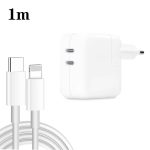 35 W PD3.0 USB-C/Typ-C-Dual-Port-Ladegerät mit Typ-C-auf-8-Pin-Datenkabel, EU-Stecker