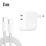 35 W PD3.0 USB-C/Typ-C-Dual-Port-Ladegerät mit Typ-C-zu-Typ-C-Datenkabel, EU-Stecker
