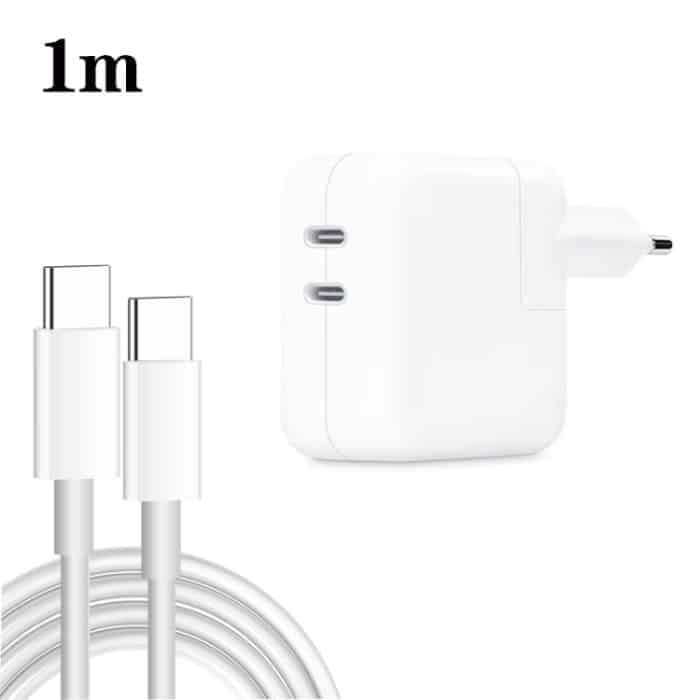 35 W PD3.0 USB-C/Typ-C-Dual-Port-Ladegerät mit Typ-C-zu-Typ-C-Datenkabel, EU-Stecker – Bild 1