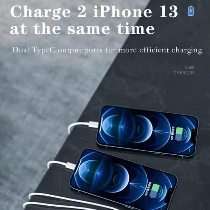 35 W PD3.0 USB-C/Typ-C-Dual-Port-Ladegerät mit Typ-C-zu-Typ-C-Datenkabel, EU-Stecker – Bild 7