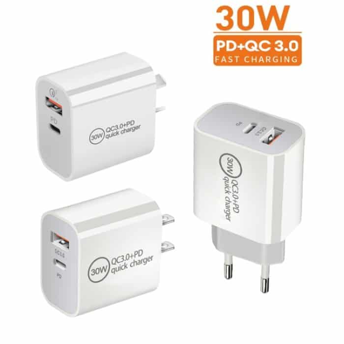 PD30W USB-C / Typ-C + QC3.0 USB-Dual-Port-Ladegerät – Bild 2