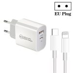 PD30W USB-C / Typ-C + QC3.0 USB-Dual-Port-Ladegerät mit 1 m Typ-C-auf-8-Pin-Datenkabel