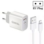 PD30W USB-C / Typ-C + QC3.0 USB-Dual-Port-Ladegerät mit 1 m USB-auf-8-Pin-Datenkabel